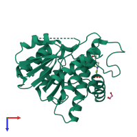 PDB entry 3rd5 coloured by chain, top view.