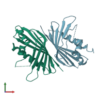 PDB entry 3rd6 coloured by chain, front view.