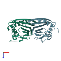 PDB entry 3rd6 coloured by chain, top view.
