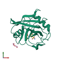 PDB entry 3rd9 coloured by chain, front view.