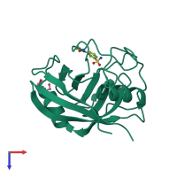 PDB entry 3rd9 coloured by chain, top view.