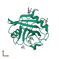 PDB entry 3rda coloured by chain, front view.