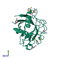 PDB entry 3rda coloured by chain, side view.