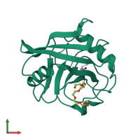 PDB entry 3rdb coloured by chain, front view.