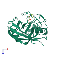 PDB entry 3rdc coloured by chain, top view.