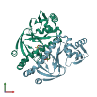 PDB entry 3rdi coloured by chain, front view.