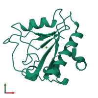 PDB entry 3rdr coloured by chain, front view.