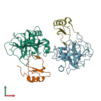 PDB entry 3rdz coloured by chain, front view.