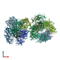 PDB entry 3red coloured by chain, front view.
