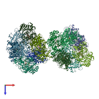 PDB entry 3red coloured by chain, top view.