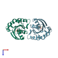 PDB entry 3reg coloured by chain, top view.