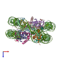 PDB entry 3rek coloured by chain, top view.