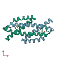 PDB entry 3rem coloured by chain, front view.