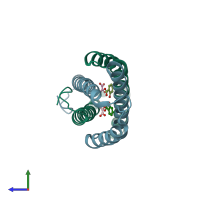 PDB entry 3rem coloured by chain, side view.