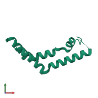 PDB entry 3rfi coloured by chain, front view.