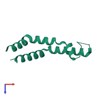 PDB entry 3rfi coloured by chain, top view.