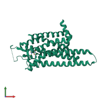 Monomeric assembly 1 of PDB entry 3rfm coloured by chemically distinct molecules, front view.