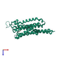 Monomeric assembly 1 of PDB entry 3rfm coloured by chemically distinct molecules, top view.