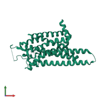 Adenosine receptor A2a in PDB entry 3rfm, assembly 1, front view.