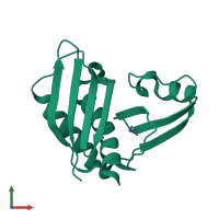 PDB entry 3rfn coloured by chain, front view.