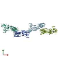 PDB entry 3rfu coloured by chain, front view.
