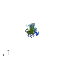 PDB entry 3rfu coloured by chain, side view.