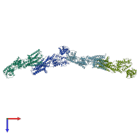 PDB entry 3rfu coloured by chain, top view.