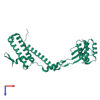 PDB entry 3rfw coloured by chain, top view.
