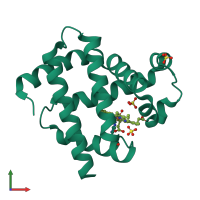 PDB entry 3rgk coloured by chain, front view.