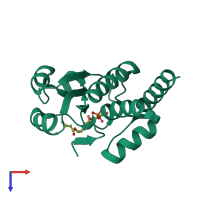 PDB entry 3rgq coloured by chain, top view.