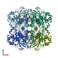 PDB entry 3rgs coloured by chain, front view.