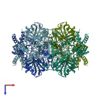 PDB entry 3rgs coloured by chain, top view.