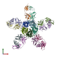 PDB entry 3rhw coloured by chain, front view.