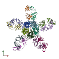 PDB entry 3ri5 coloured by chain, front view.