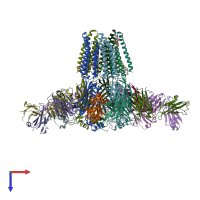 PDB entry 3ri5 coloured by chain, top view.