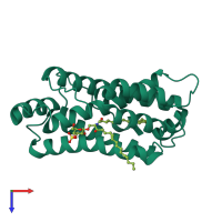 PDB entry 3ric coloured by chain, top view.