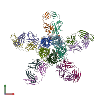 PDB entry 3rif coloured by chain, front view.
