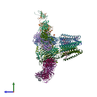 PDB entry 3rif coloured by chain, side view.