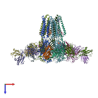 PDB entry 3rif coloured by chain, top view.