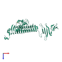 PDB entry 3riq coloured by chain, top view.