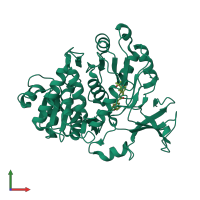 PDB entry 3rix coloured by chain, front view.