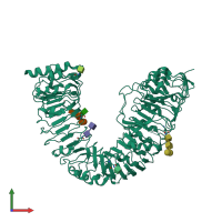 PDB entry 3riz coloured by chain, front view.