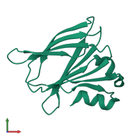 PDB entry 3rj2 coloured by chain, front view.