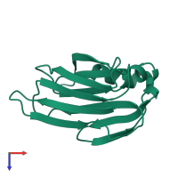 PDB entry 3rj2 coloured by chain, top view.