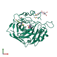 PDB entry 3rj7 coloured by chain, front view.