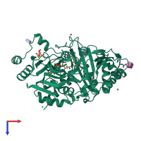 PDB entry 3rja coloured by chain, top view.