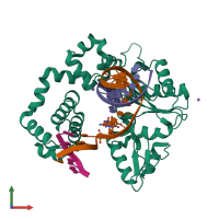 PDB entry 3rje coloured by chain, front view.