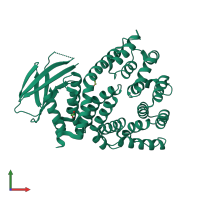 PDB entry 3rjo coloured by chain, front view.