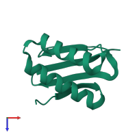 PDB entry 3rjs coloured by chain, top view.