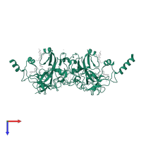 Histone-lysine N-methyltransferase EHMT2 in PDB entry 3rjw, assembly 1, top view.